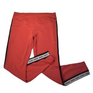 Nike Tape Logo Athletic Leggings Red Athleticwear Athleisure Active Womens XL